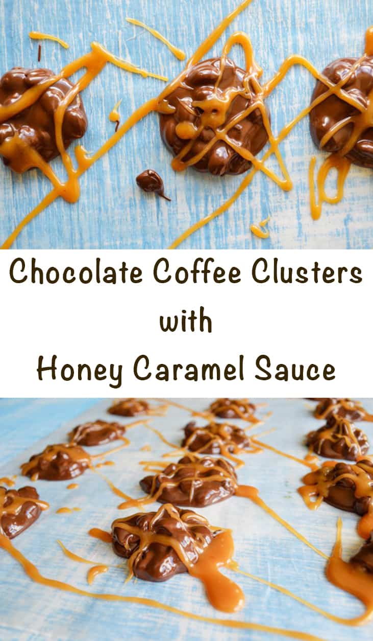 Chocolate Coffee Clusters with Honey Caramel Sauce