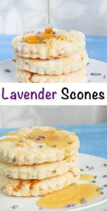 lavender scones recipe. Delicious lavender scones topped with honey.