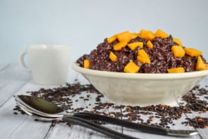 Black Rice Coconut Mango Pudding