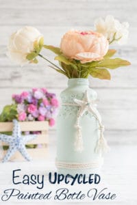 Upcycled Painted Glass Bottle Vase