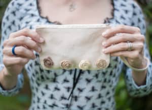 Simple Embellished Burlap Rose Zip Pouch Tutorial
